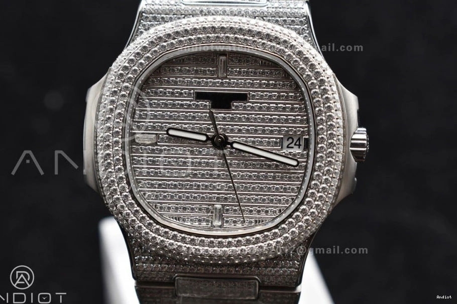 Full 5711 SS A324 Bezel Nautilus Dial Diamonds on TWF Diamonds Bracelet & 0328